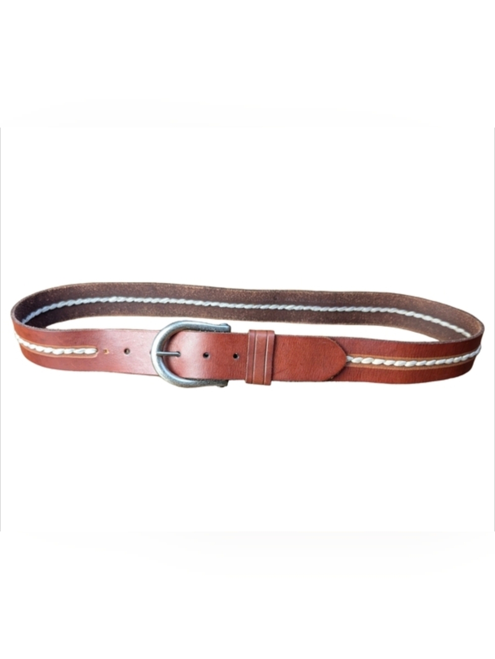 Carhartt Brown Thick Leather Belt | Size 40 | Rope Inlay Workwear Western Rugged